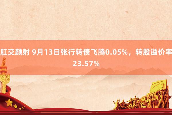 肛交颜射 9月13日张行转债飞腾0.05%，转股溢价率23.57%