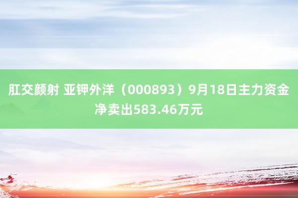 肛交颜射 亚钾外洋（000893）9月18日主力资金净卖出583.46万元