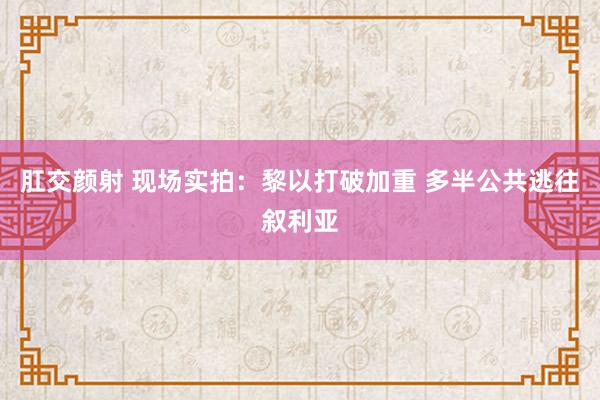 肛交颜射 现场实拍：黎以打破加重 多半公共逃往叙利亚