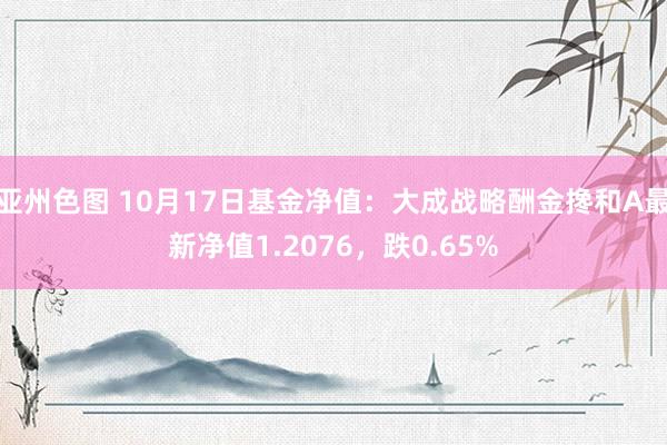 亚州色图 10月17日基金净值：大成战略酬金搀和A最新净值1.2076，跌0.65%