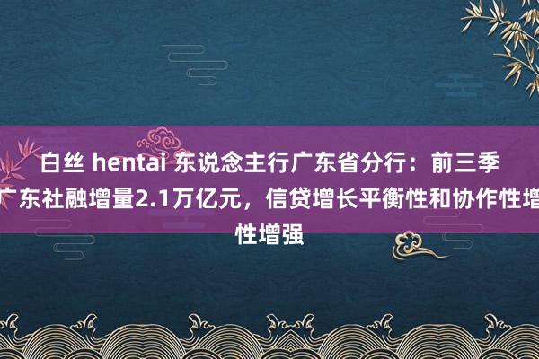 白丝 hentai 东说念主行广东省分行：前三季度广东社融增量2.1万亿元，信贷增长平衡性和协作性增强