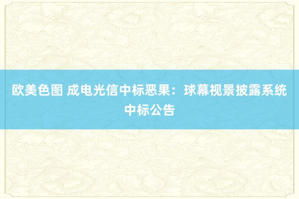 欧美色图 成电光信中标恶果：球幕视景披露系统中标公告