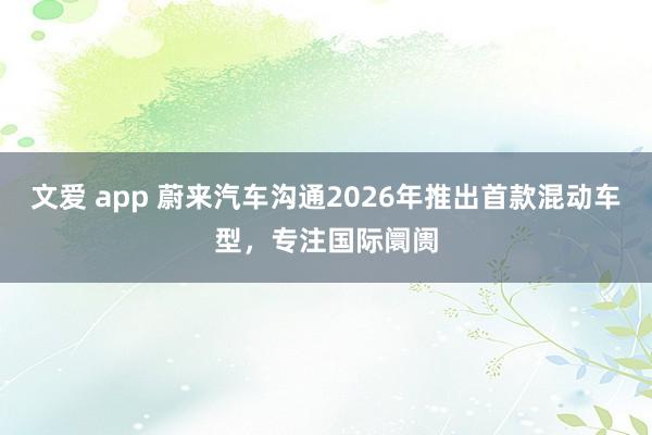 文爱 app 蔚来汽车沟通2026年推出首款混动车型，专注国际阛阓