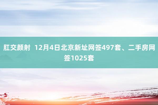 肛交颜射  12月4日北京新址网签497套、二手房网签1025套