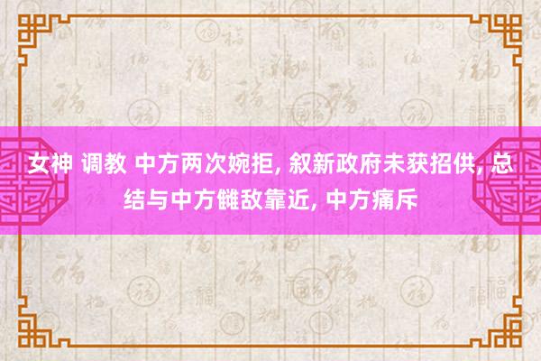 女神 调教 中方两次婉拒， 叙新政府未获招供， 总结与中方雠敌靠近， 中方痛斥