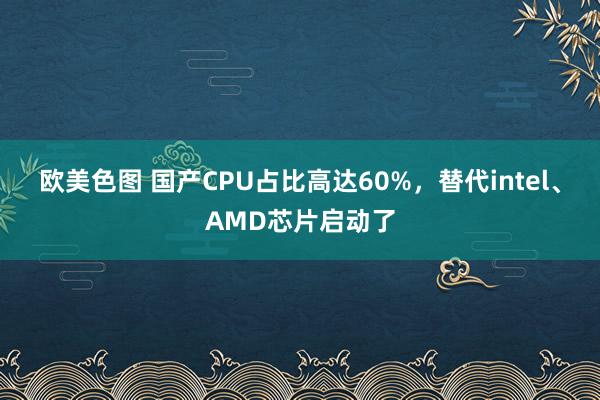 欧美色图 国产CPU占比高达60%，替代intel、AMD芯片启动了